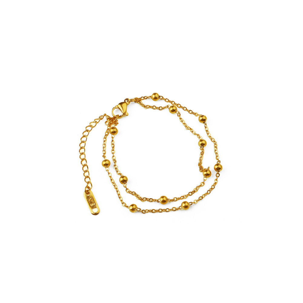 Double Beaded Chain Gold Bracelet