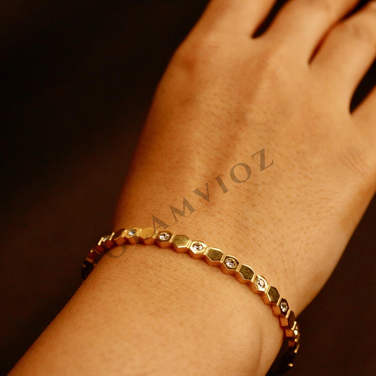 Gold Hexagox AD Bangle