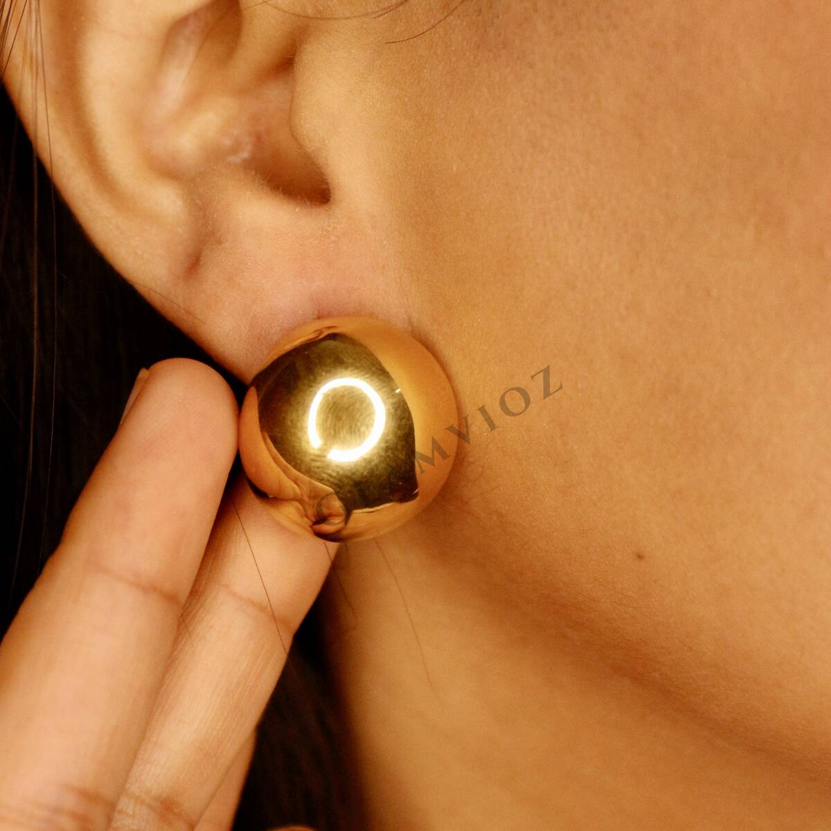 Hollow Golden Ball Design Oversized Earrings