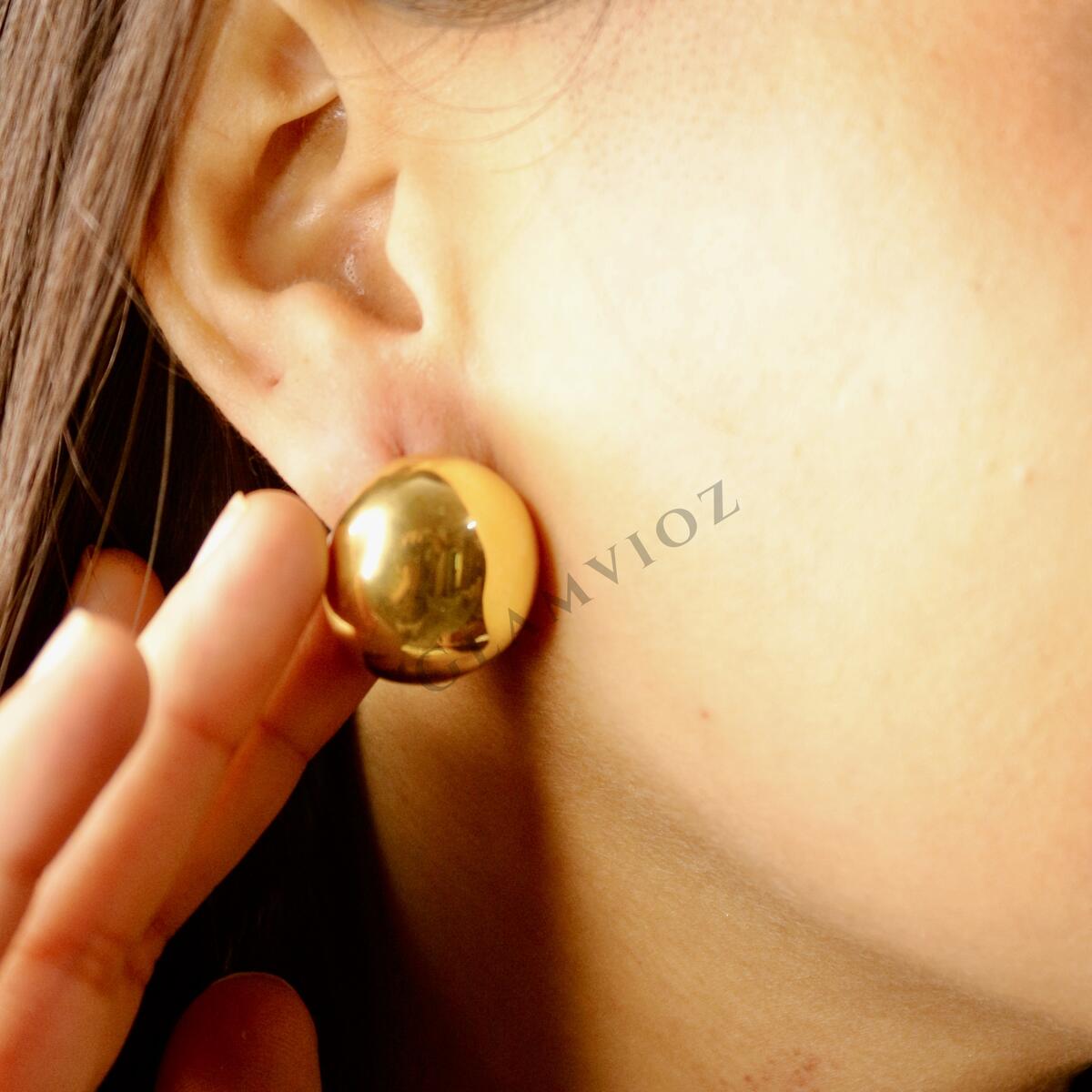 Hollow Golden Ball Design Oversized Earrings