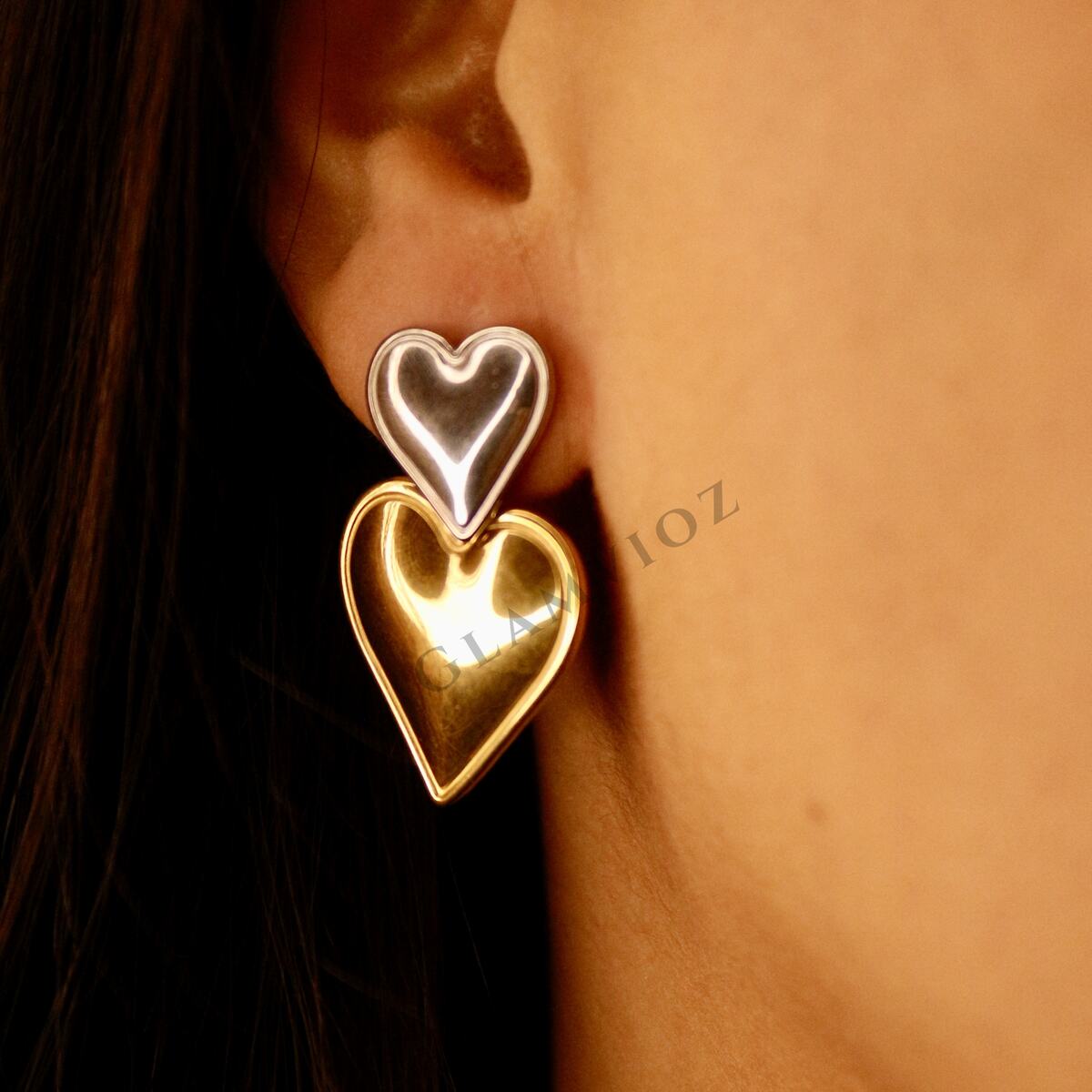 Double Heart Drops Earrings