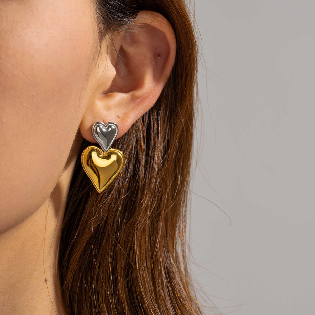 Double Heart Drops Earrings