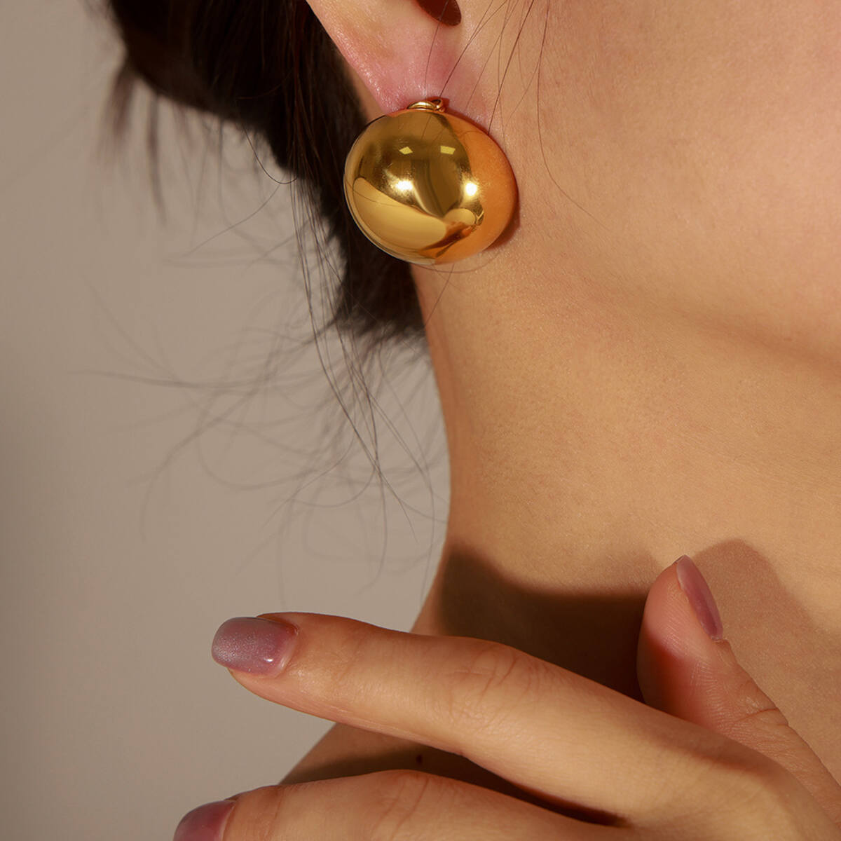 Hollow Golden Ball Design Oversized Earrings