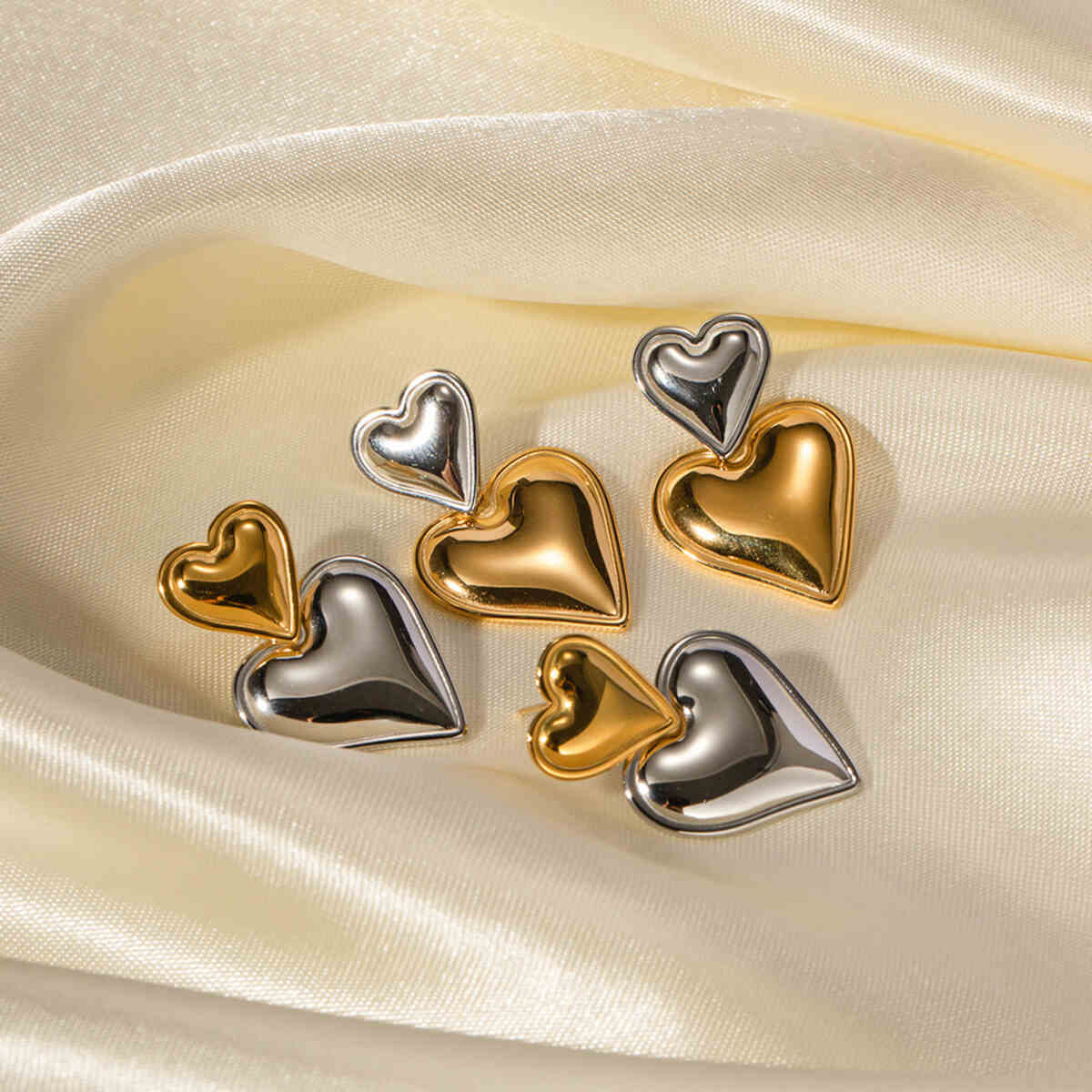 Double Heart Drops Earrings Glamvioz