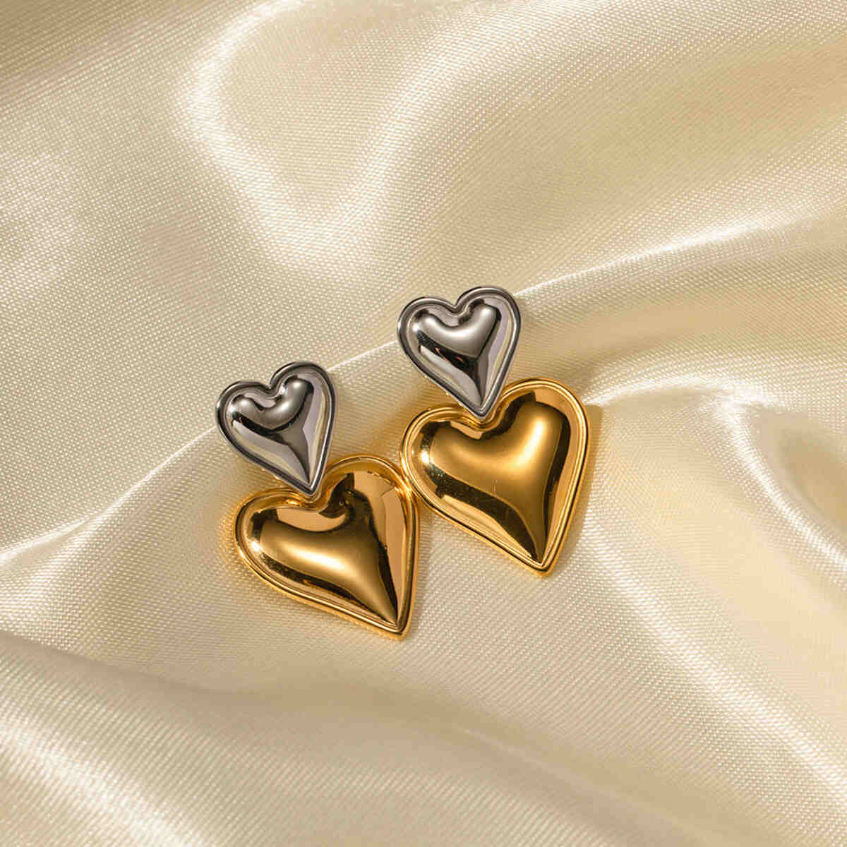 Double Heart Drops Earrings