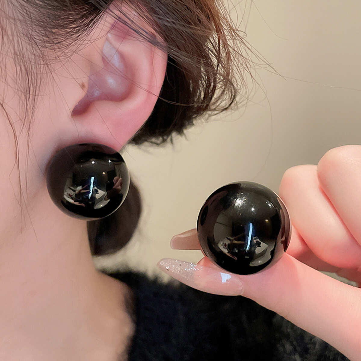 Black Pearl Oversized Earrings