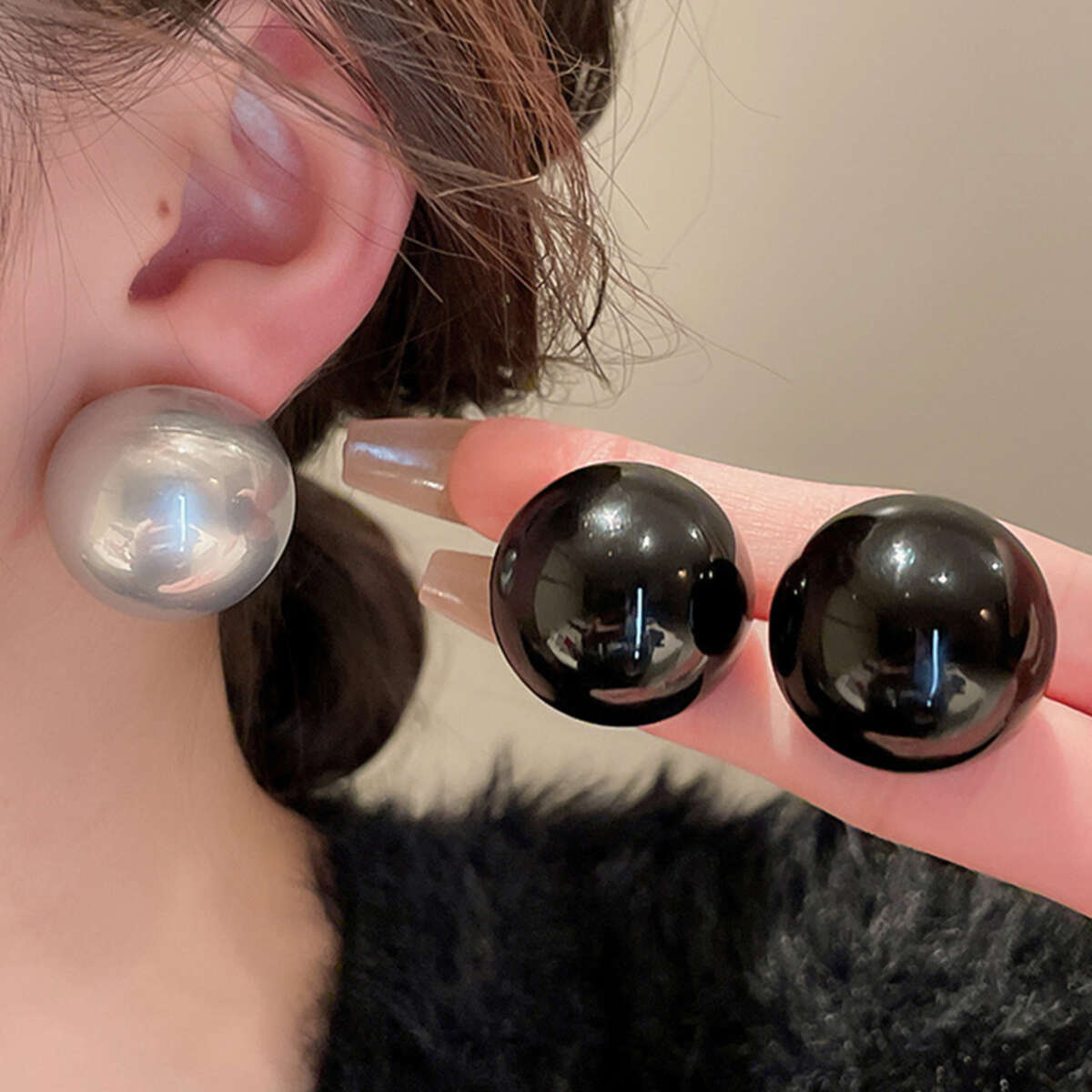 Black Pearl Oversized Earrings